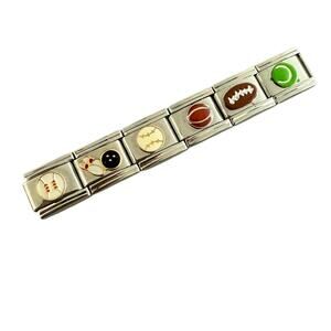 NWT 9mm Assortment of Sport Stainless Steel Italian Charms Y2K Baseball Football